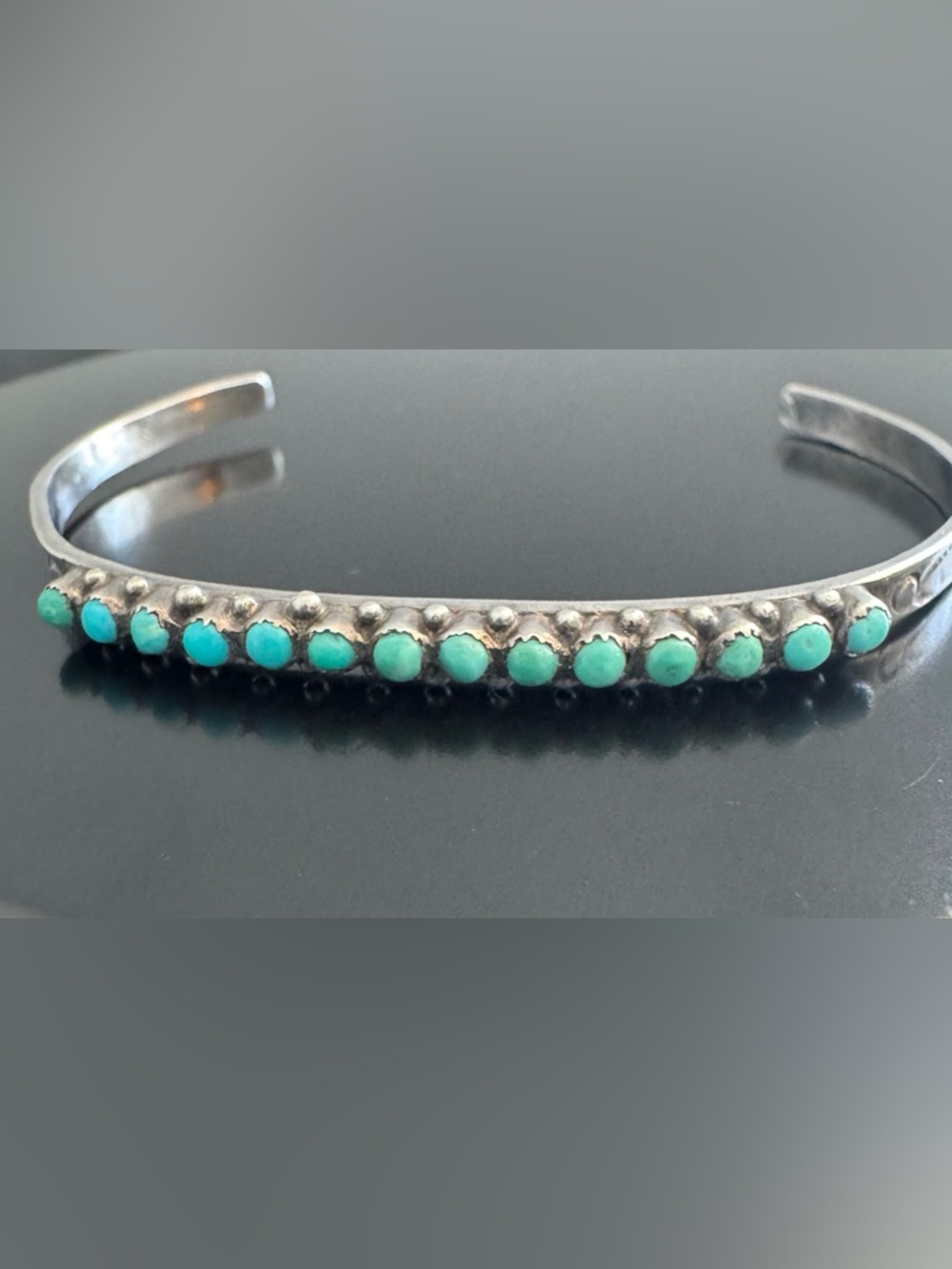 Vintage Sterling Silver Turquoise Petit Point Cuff Bracelet – Southwestern